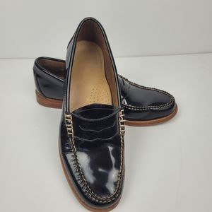 BASS WEEJUNS Handcrafted Leather Patent Leather Loafers Black  Size 8 1/2 M